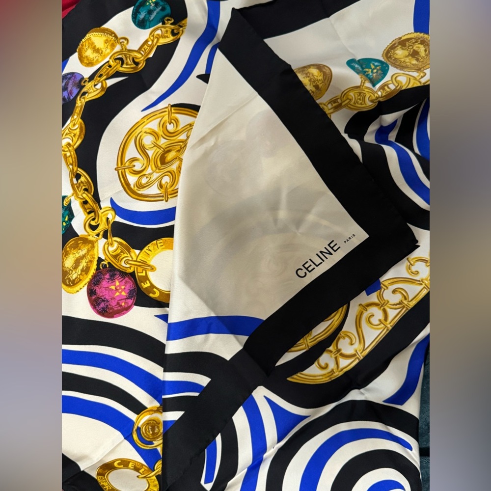 Authentic CELINE Scarf 100% Silk in Excellent Condition
